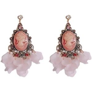 - 18K GP France Beautiful Dangle Flower Earrings